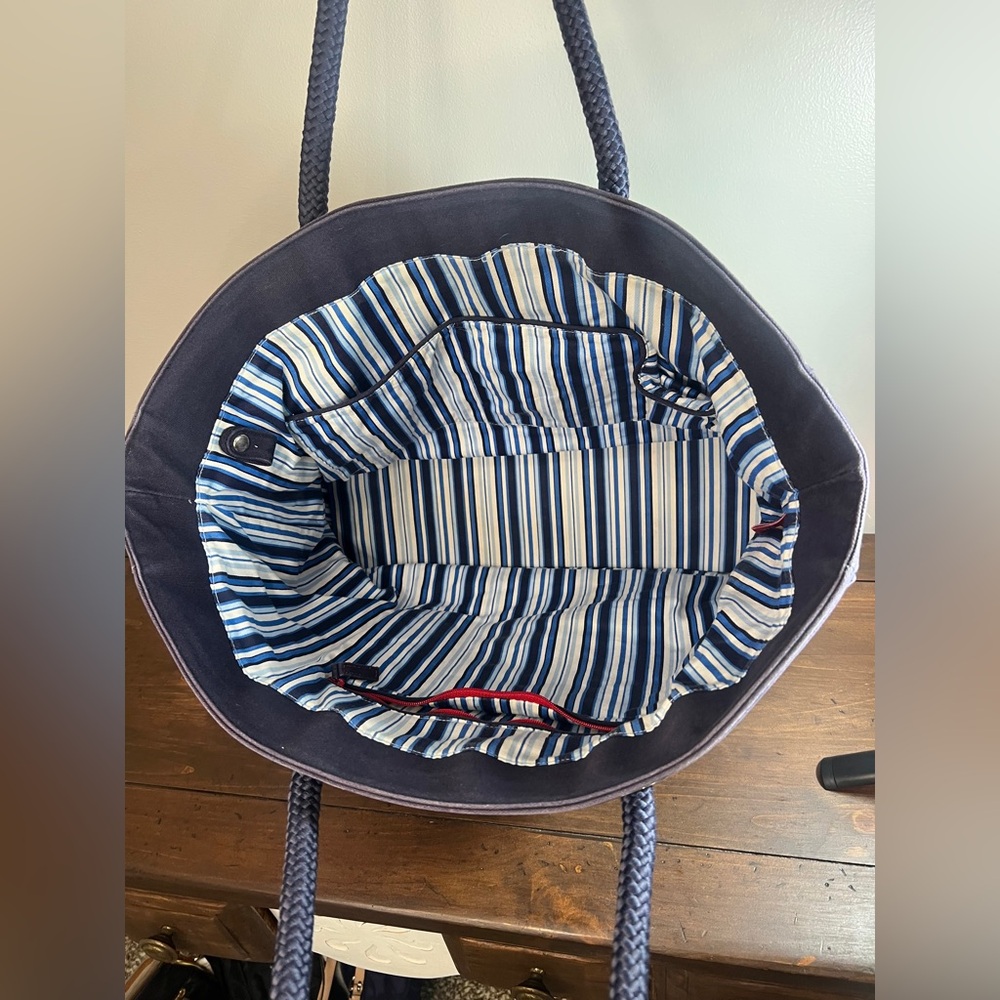 Vera Bradley Seaside Miller Tote Capri Blue Paisley Large Bag Purse Rope Handles - Picture 8 of 8
